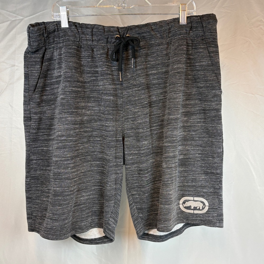 Ecko Unltd Mens 3X Rhino Space Dye Fleece Sweat Shorts Gray Waist Drawstring